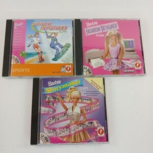 Barbie PC Games Lot Barbie Fashion Designer Barbie Story maker And Super Sports